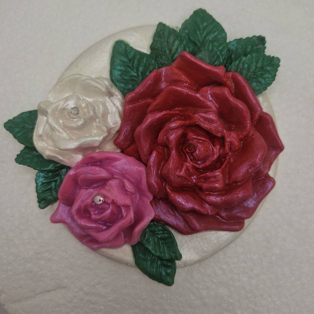 Floral Cake Topper with Red and Pink Roses